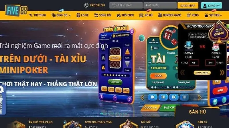 Giao diện tựa game tài xỉu Five88 online